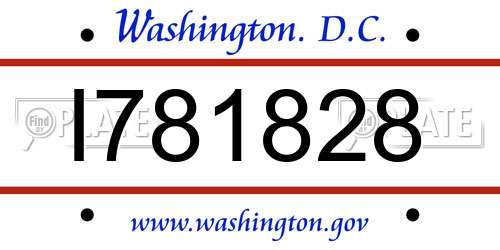 I781828 District Of Columbia License Plate