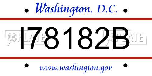 I78182B District Of Columbia License Plate