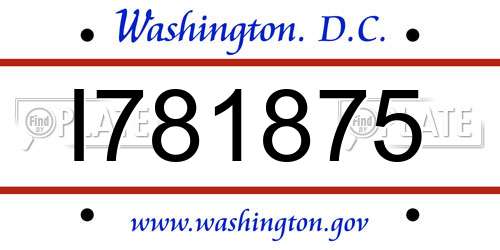 I781875 District Of Columbia License Plate