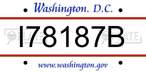 I78187B District Of Columbia License Plate