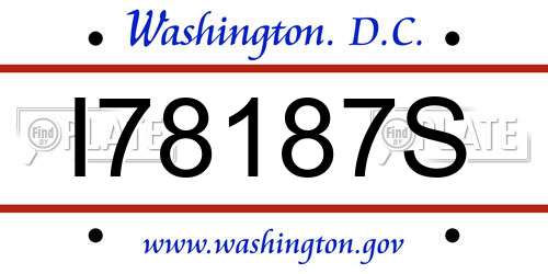 I78187S District Of Columbia License Plate