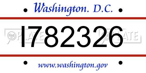 I782326 District Of Columbia License Plate
