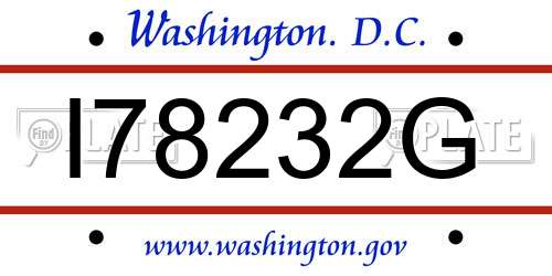 I78232G District Of Columbia License Plate