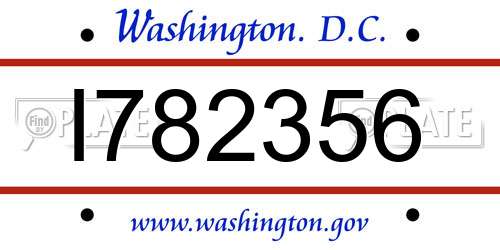 I782356 District Of Columbia License Plate