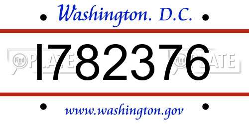 I782376 District Of Columbia License Plate