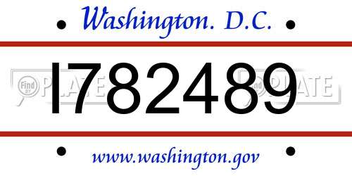 I782489 District Of Columbia License Plate