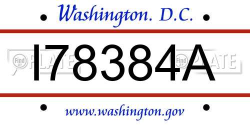 I78384A District Of Columbia License Plate