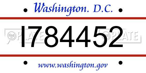 I784452 District Of Columbia License Plate
