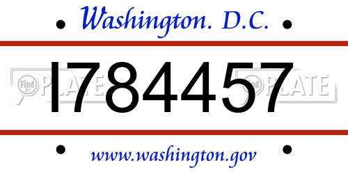 I784457 District Of Columbia License Plate