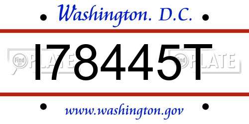 I78445T District Of Columbia License Plate