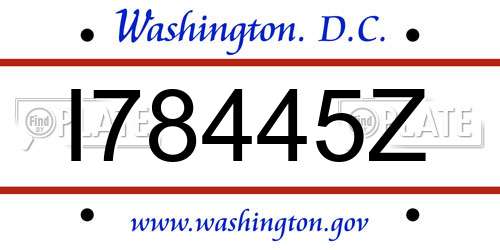 I78445Z District Of Columbia License Plate