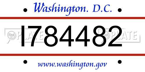 I784482 District Of Columbia License Plate