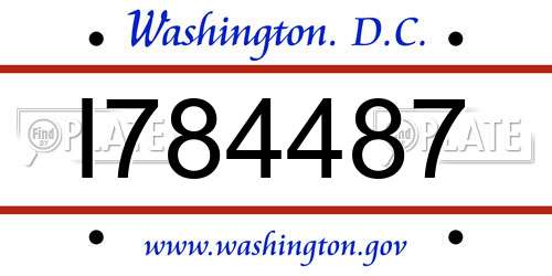 I784487 District Of Columbia License Plate
