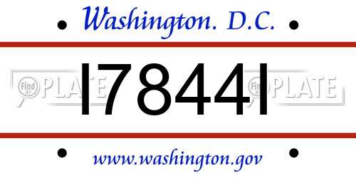 I7844I District Of Columbia License Plate