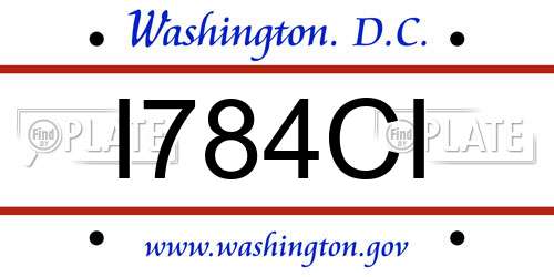 I784CI District Of Columbia License Plate