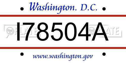 I78504A District Of Columbia License Plate