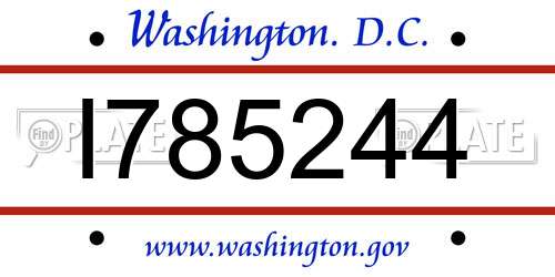 I785244 District Of Columbia License Plate