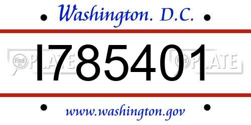 I785401 District Of Columbia License Plate