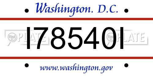 I78540I District Of Columbia License Plate