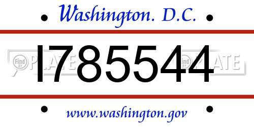 I785544 District Of Columbia License Plate