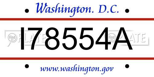 I78554A District Of Columbia License Plate