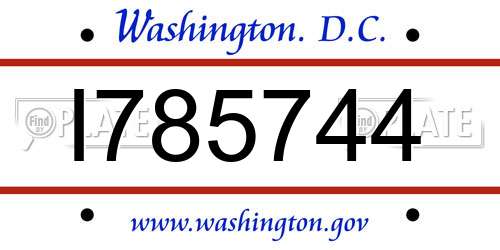 I785744 District Of Columbia License Plate