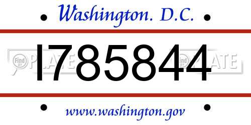 I785844 District Of Columbia License Plate