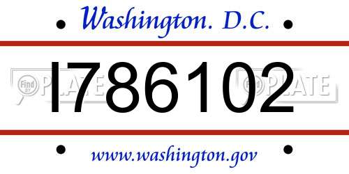 I786102 District Of Columbia License Plate