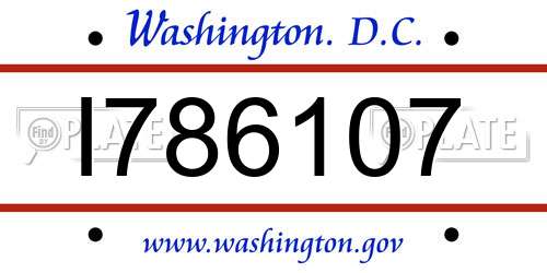 I786107 District Of Columbia License Plate