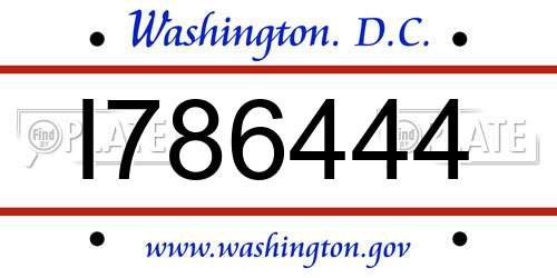 I786444 District Of Columbia License Plate