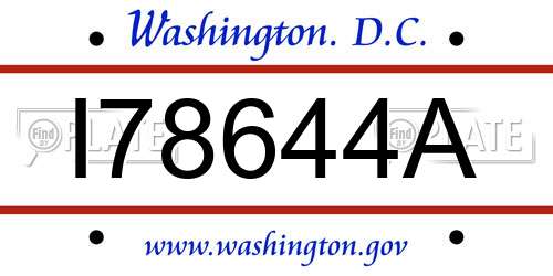 I78644A District Of Columbia License Plate