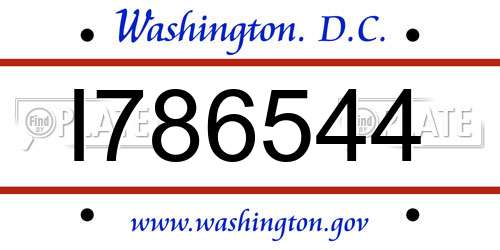 I786544 District Of Columbia License Plate