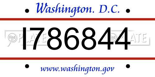I786844 District Of Columbia License Plate