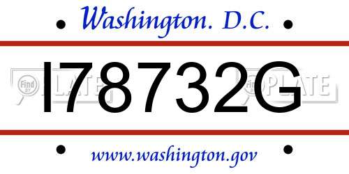 I78732G District Of Columbia License Plate