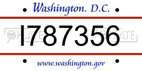 I787356 District Of Columbia License Plate