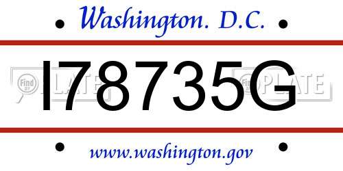 I78735G District Of Columbia License Plate