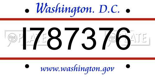 I787376 District Of Columbia License Plate