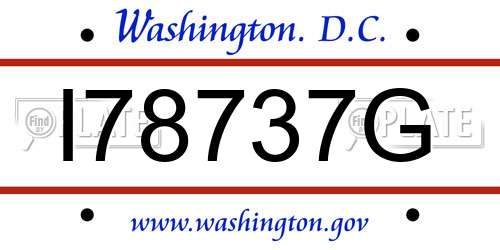 I78737G District Of Columbia License Plate