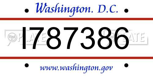 I787386 District Of Columbia License Plate