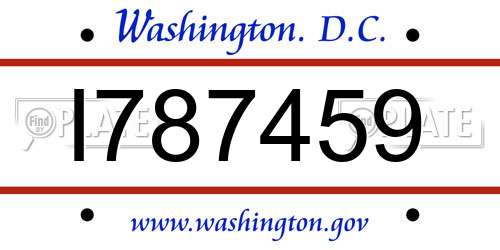 I787459 District Of Columbia License Plate