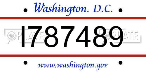 I787489 District Of Columbia License Plate