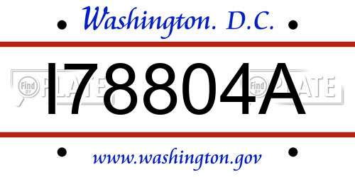 I78804A District Of Columbia License Plate