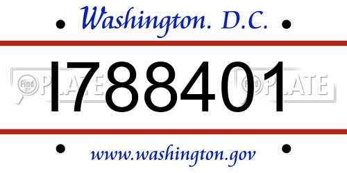 I788401 District Of Columbia License Plate