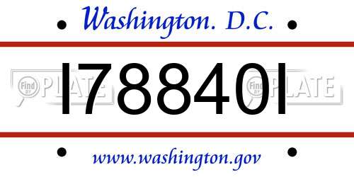 I78840I District Of Columbia License Plate