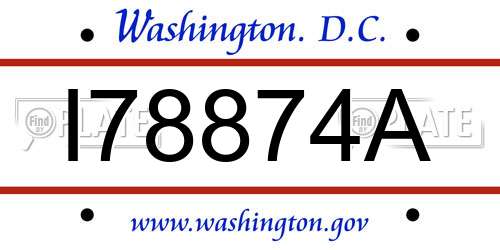 I78874A District Of Columbia License Plate