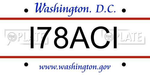 I78ACI District Of Columbia License Plate