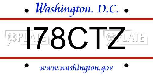 I78CTZ District Of Columbia License Plate