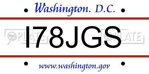 I78JGS District Of Columbia License Plate