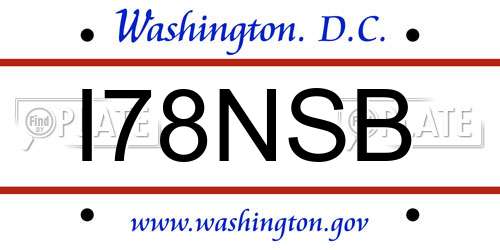I78NSB District Of Columbia License Plate
