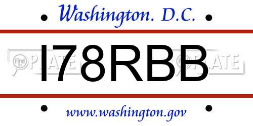 I78RBB District Of Columbia License Plate